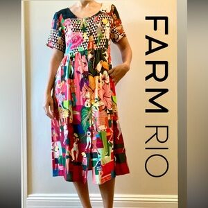 FARM Rio Midi dress summer colorful with pockets